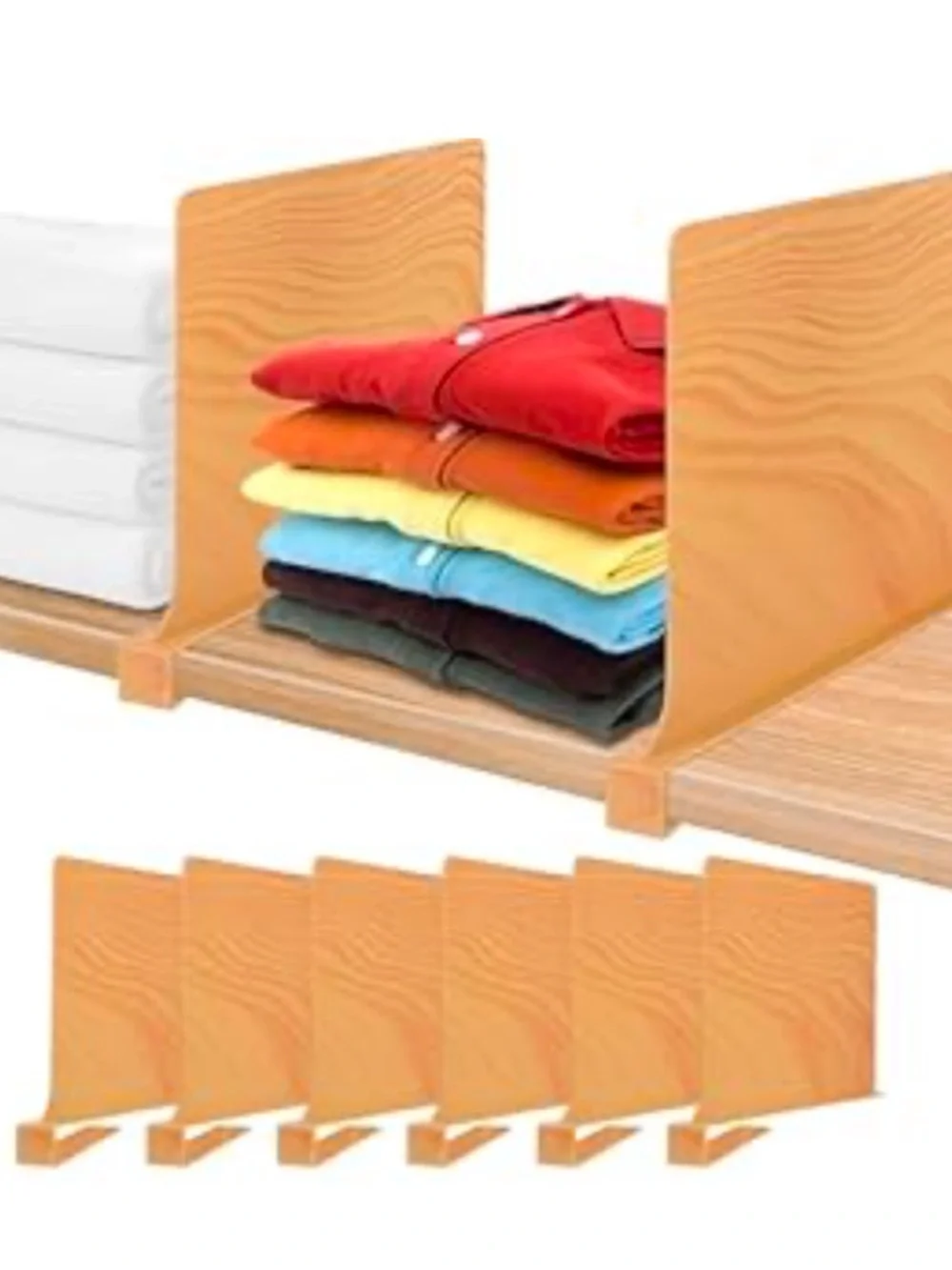 🆕 6-Pack Shelf Dividers for Closet Organization Acrylic Natural Color